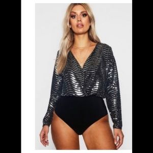 Boohoo Sequin bodysuit size 16